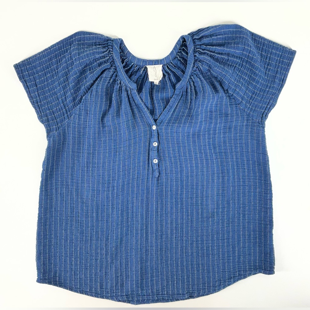 Joie Navy Blue & White Striped Tunic Top Cap Sleeves Women’s Size 2X